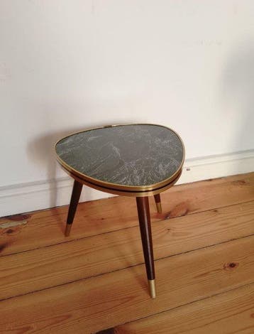 Bijzettafel - Hout, Messing - bloemenkruk, Antiek en Kunst