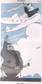 Spotprent over een bezoek van Mussert aan Nederlands-Indië, Verzenden