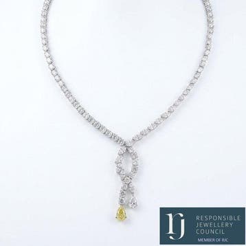 Halsketting - 14 karaat Witgoud - 20.27ct. tw. Diamant, Nieuw