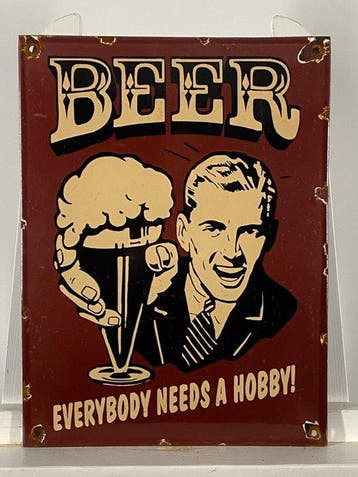 Beer - Emaille bord - 40x30 cm - Gemaakt van een dikke