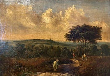 William Dove (XIX) - Engels landschap met figuren, Antiek en Kunst
