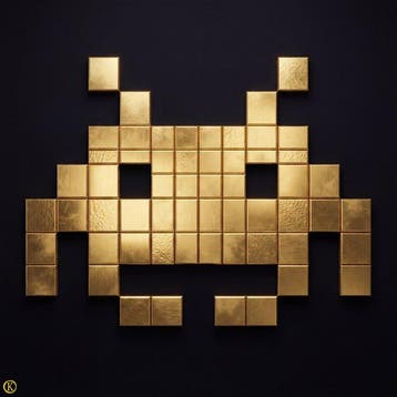 Kleury.art - [XL MATTE PAPER] 24-Karat Invader by, Nieuw