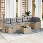 vidaXL Bankstel met kussen met opslag Beige en Licht Grijs, Verzenden, Nieuw, Rotan, 8 zitplaatsen