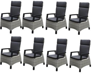 Tunis dining tuinstoel verstelbaar grijs set van 8, Tuin en Terras, Tuinstoelen, Ophalen of Verzenden, Nieuw