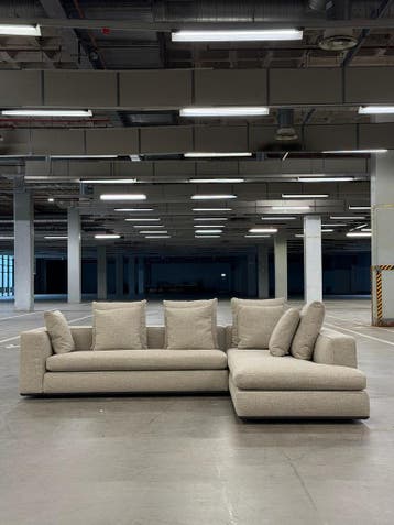 Minotti Powell Hoekbank | Beige | NIEUWSTAAT + Garantie, Overige materialen, Hoekbank, 300 cm of meer, Ophalen of Verzenden