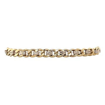 Zilgold gourmet armband 21.5 cm 14 karaat/925, Verzenden, Zo goed als nieuw
