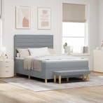 vidaXL Boxspring bed met kussen Lichtgrijs 200 x 140 cm Stof, Verzenden, Nieuw