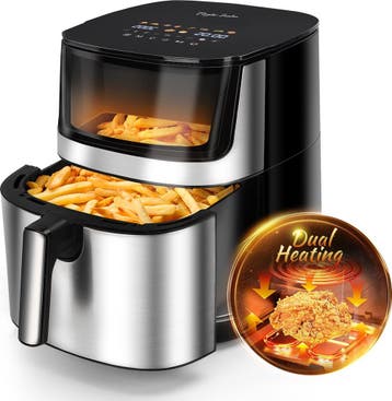 Airfryer XXL - heteluchtfriteuse - 8L - 2000W - Zwart, Verzenden, Zo goed als nieuw