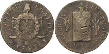 2 Sols 1793, Frankreich Convention 1792-1795, Verzenden