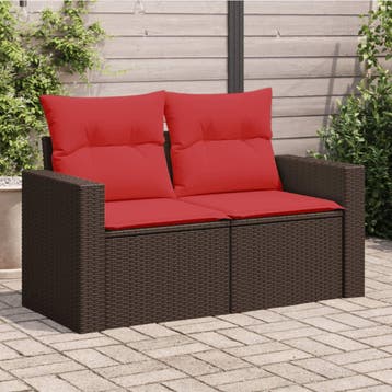 vidaXL Tuinbank met kussens 2-zits poly rattan bruin, Verzenden, Nieuw