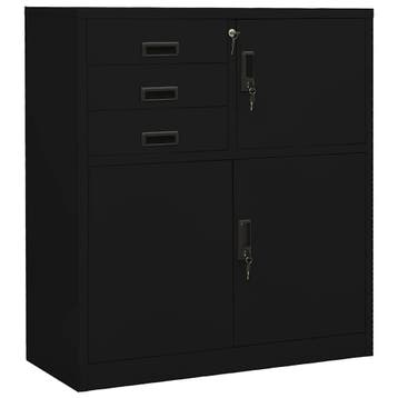 vidaXL Kantoorkast 90x40x102 cm staal zwart, Verzenden, Nieuw