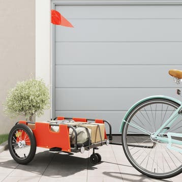 vidaXL Fietstrailer oxford stof en ijzer oranje, Verzenden, Nieuw