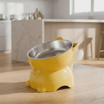 Verhoogde RVS Kattenbak met Schuin Design - Nekbescherming &