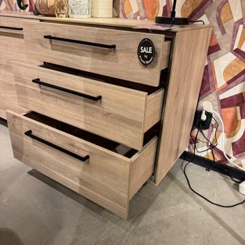 Dressoir Ricco -  2 Deur 3 La - Melamine - 182 cm - Pronto, 150 tot 200 cm, Eikenhout, Nieuw, Ophalen of Verzenden