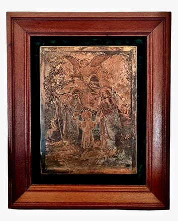 Naar Milbacher - De Heilige Familie - Kopergravure - 23 × 27, Antiek en Kunst