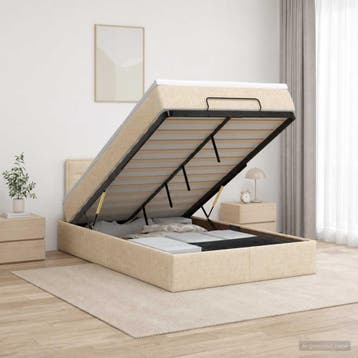 vidaXL Ottoman bed met matras Crèmekleurig 120 x 200 cm Stof, Verzenden, Nieuw, Twijfelaar, Crème