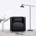vidaXL Fauteuil kubus kunstleer zwart, Verzenden, Nieuw