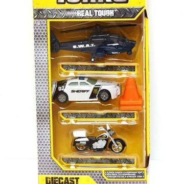 Tonka Die Cast metalen politieauto, helikopter en motor, Verzenden, Nieuw