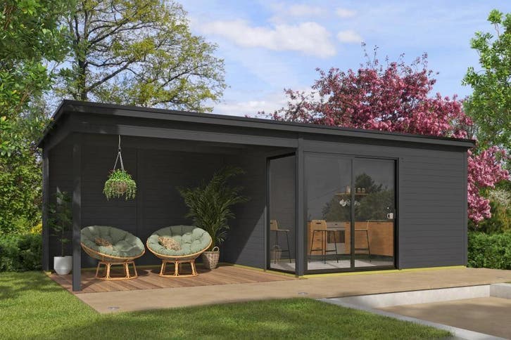 Outdoor Life Tuinhuis Olivia Met Overkapping Carbon Grey 385, Tuin en Terras, Tuinhuizen