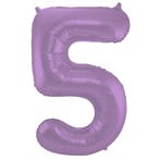 Folie Ballon cijfer 5 Metallic Paars 86 cm, Verzenden, Nieuw, Versiering, Verjaardag
