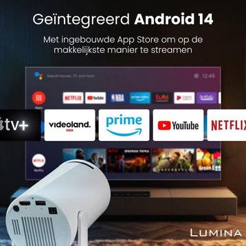 2dekans | Lumina® Pro Mini Beamer 2026 – Android 14 Smart, Audio, Tv en Foto, Beamers, Ophalen of Verzenden, Zo goed als nieuw
