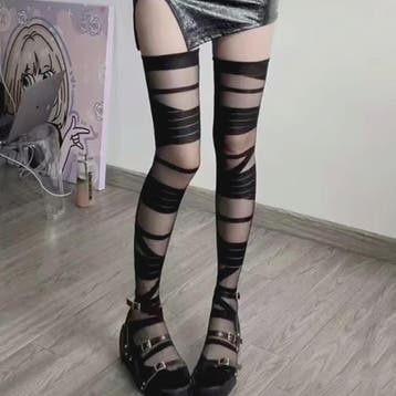 Dames Kniekousen met Bandage en Streep - Y2K, Lolita & Sexy, Verzenden, Nieuw