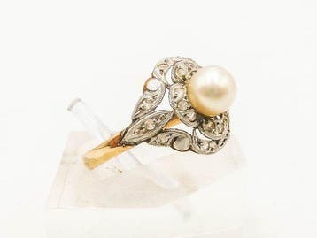 Ring - 18 karaat Geel goud Parel, Nieuw