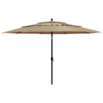 vidaXL Parasol 3-laags met aluminium paal 3,5 m taupe, Tuin en Terras, Verzenden, Nieuw, 3 tot 4 meter