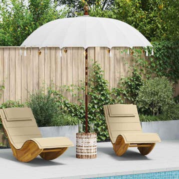 vidaXL Balinese parasol met basis 250 Crème en Wit 220 x 220, Verzenden, Nieuw, 2 tot 3 meter