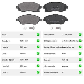 Remblokken Vooras Opel Meriva 1.4 16V Twinport LPG, Verzenden, Nieuw, Opel