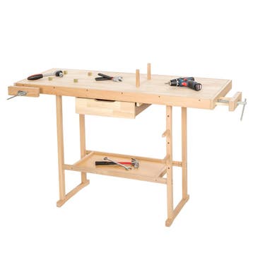 Houten Werkbank met bankschroeven 137x50x87 cm - bruin, Verzenden, Nieuw