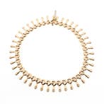 Gouden Cleopatra schakelcollier (Ketting), Sieraden, Tassen en Uiterlijk, Kettingen, Ophalen of Verzenden, Gebruikt, Overige kleuren