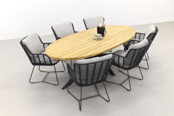 4 Seasons Fabrice/Taste Prado Ellips 240x115 cm. tuinset - 7, Verzenden, Nieuw, Hout, Tuinset