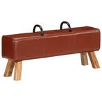 vidaXL Gymbok 110 cm echt leer bruin, Verzenden, Nieuw, Leer