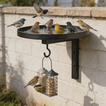3-in-1 Vogelvoederhuisje, Vogelbad en Plantenhaak - Metalen, Verzenden, Nieuw