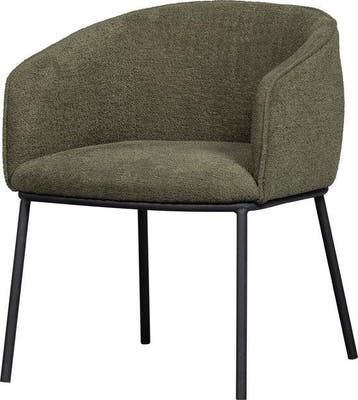 WOOOD Leon Eetkamerstoel - Bouclé Stof - Forest Green/Groen, Huis en Inrichting, Verzenden, Nieuw