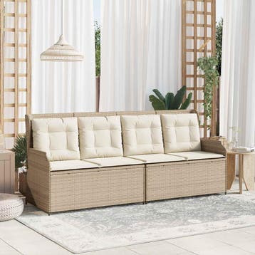 vidaXL Tuinbank Beige poly rattan, Verzenden, Nieuw, Rotan