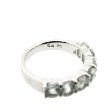 Tirisi witgouden ringen set met aquamarijn en diamanten;..., Gebruikt, Ophalen of Verzenden, 17 tot 18, Met edelsteen