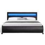 Gestoffeerd bed Sevilla - 140 x 200 cm - Zwart - LED verlich, Huis en Inrichting, Slaapkamer | Bedden, Verzenden, Nieuw