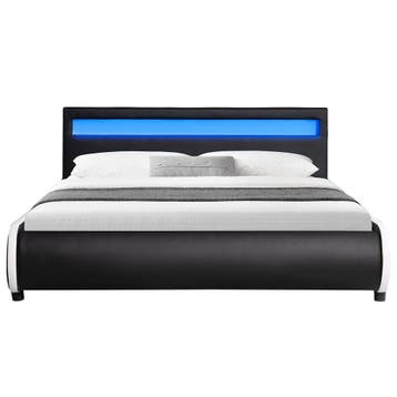 Gestoffeerd bed Sevilla - 140 x 200 cm - Zwart - LED verlich, Verzenden, Nieuw