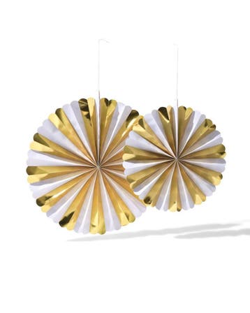 HEMA Waaier 45x45cm papier goud-zilver - 2 stuks, Verzenden, Nieuw