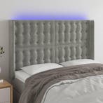vidaXL Hoofdbord LED 147x16x118/128 cm fluweel lichtgrijs, Verzenden, Nieuw, Grijs, Stof