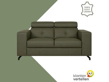 Leren bank Nova - 2 zits - Toledo Olive (olijf/groen) -, Huis en Inrichting, Banken | Bankstellen, Bohemian, Modern, Scandinavisch