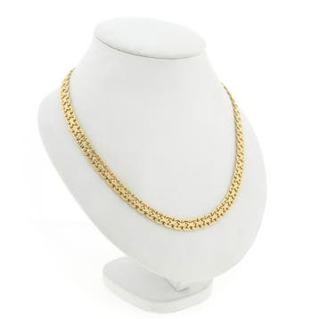 Gouden fantasieschakel ketting; 14 karaat; 42,5 cm, Ophalen of Verzenden, Gebruikt, Goud, Goud