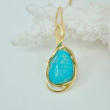 Turquoise - Zilver, Verguld, Zonder reservering - Ketting, Antiek en Kunst