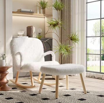 Set van 2 Schommelstoelen – Met Voetensteun &amp; Comfortabe, Huis en Inrichting, Stoelen, Verzenden, Nieuw