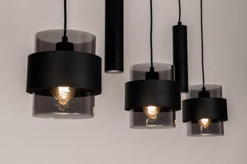 Rietveld Hanglampen - Zwart - Glas, Metaal, Verzenden, Nieuw