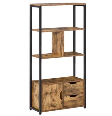 Boekenkast Industrieel - Rustiek bruin - 58×24×122 cm - Hout, Huis en Inrichting, Kasten | Boekenkasten, Overige houtsoorten, Verzenden