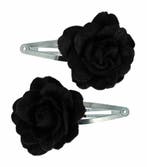 Haarspeld Klikklak 6cm - Roos Bloem - Vilt - Zwart - Set van, Nieuw