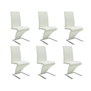 vidaXL Eetkamerstoelen 6 st kunstleer wit, Verzenden, Nieuw, Wit